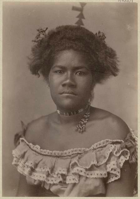 Studio staged portrait of woman, Lakeba, Fiji