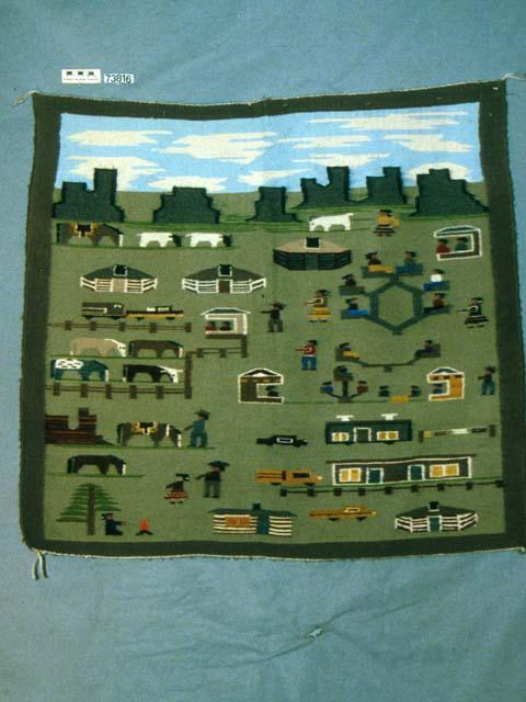 Pictorial rug with reservation scenes