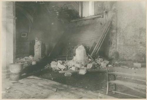 Shell damage on interior of Paranaque Church