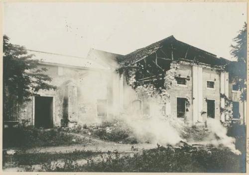 Shell damage on roof of convent at Bacoor