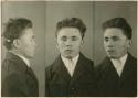 Studio portrait of a man, three views