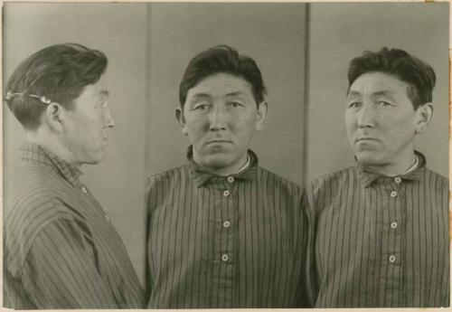 Studio portrait of a man, three views