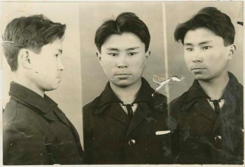 Studio portrait of a man, three views