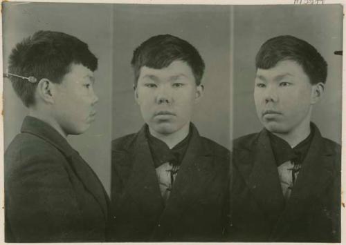 Studio portrait of a man, three views