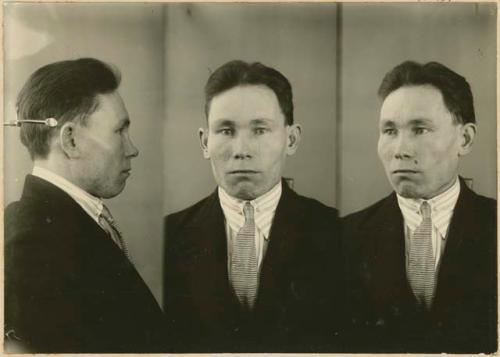 Studio portrait of a man, three views