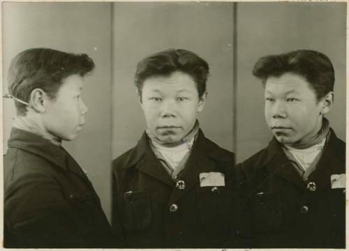 Studio portrait of a man, three views