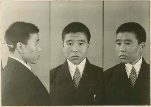 Studio portrait of a man, three views