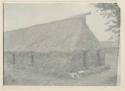 People in front of thatched building