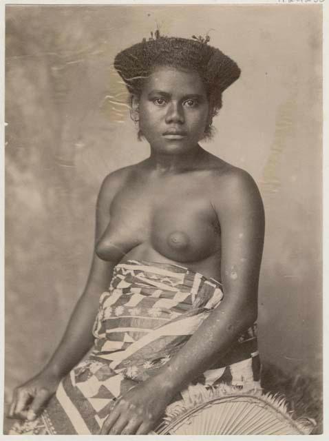 Studio staged portrait of woman