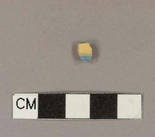 Blue decorated yellowware body sherd