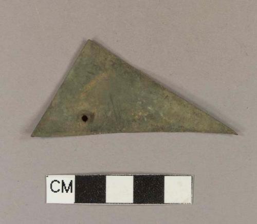 Triangular copper alloy sheet with a hole through it