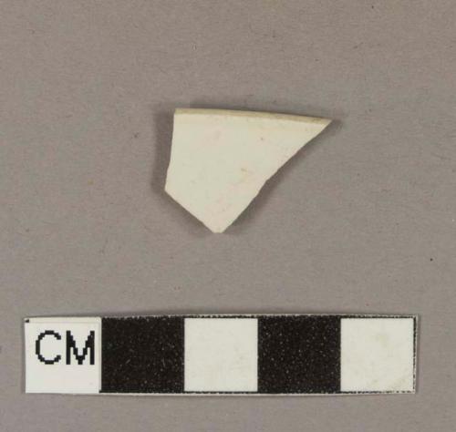 Undecorated white salt glaze stoneware rim sherd