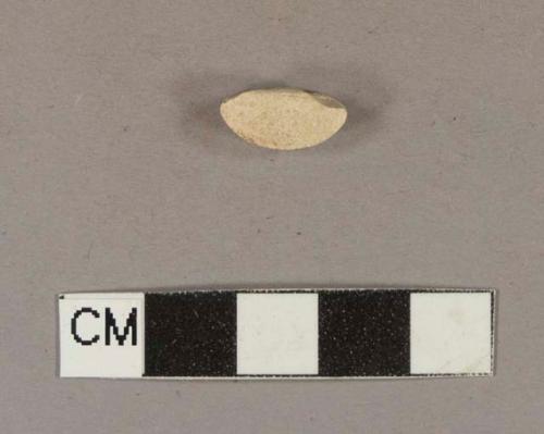 Undecorated creamware handle sherd