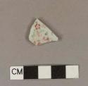 Polychrome hand painted overglaze porcelain body sherd; floral painted design