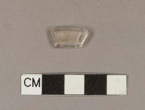 Colorless bottle glass folded rim fragment