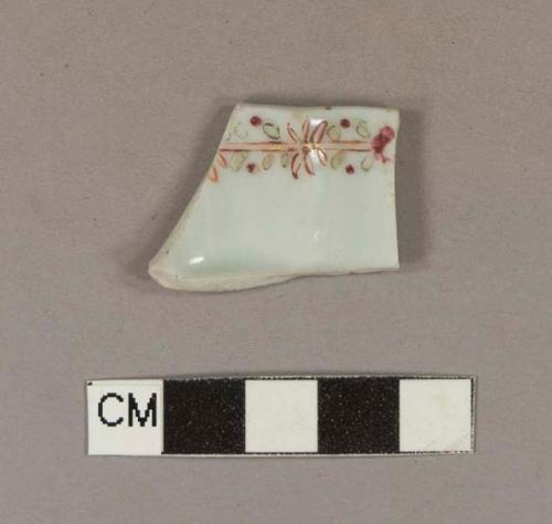 Molded, polychrome hand painted overglaze and gilded porcelain complete profile sherd