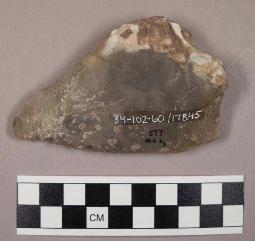 1 unifacially-worked stone point, flint