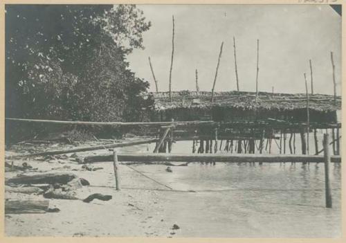 Structures on the water, possibly pile dwellings