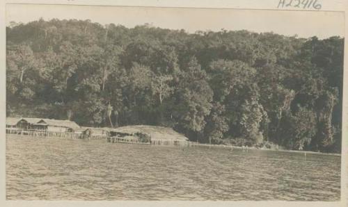 Pile dwellings along the shoreline