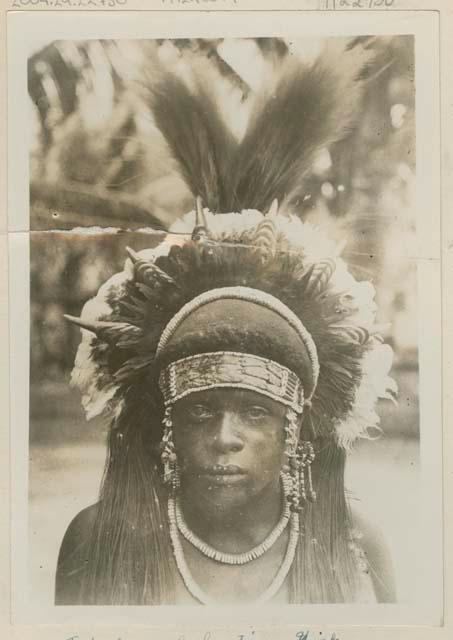 Man in headdress for hunting