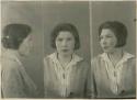 Studio portrait of a woman, three views