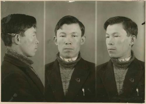 Studio portrait of a man, three views