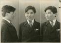 Studio portrait of a man, three views