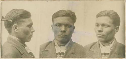 Studio portrait of a man, three views