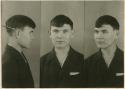 Studio portrait of a man, three views