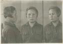 Studio portrait of a woman, three views