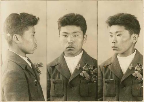 Studio portrait of a man, three views