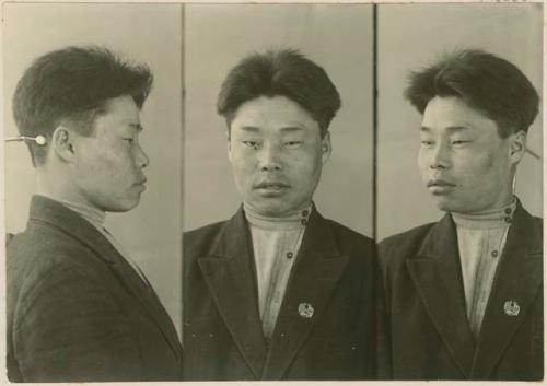 Studio portrait of a man, three views