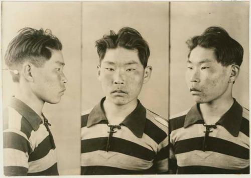 Studio portrait of a man, three views