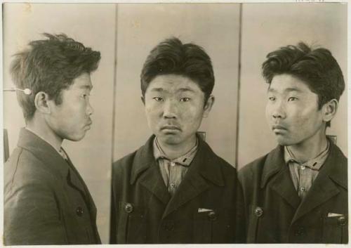 Studio portrait of a man, three views