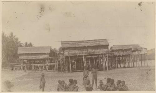 Group in front of pile dwelling