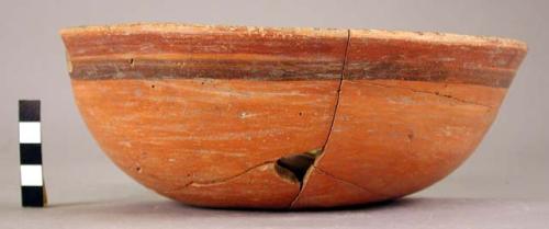 Ceramic bowl, polychrome, bold Geometric - red band bowl