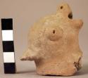 Pottery whistle - animal effigy head