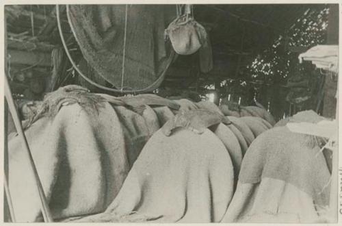 Interior of house, sleeping baskets