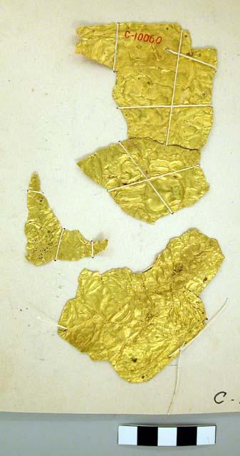 Portion of embossed gold disk