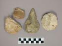 Chipped stone including hand axes, choppers, cores, and flakes