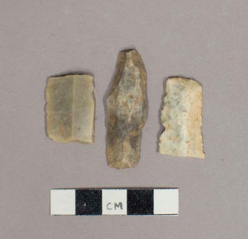 9 flint pieces with square truncation