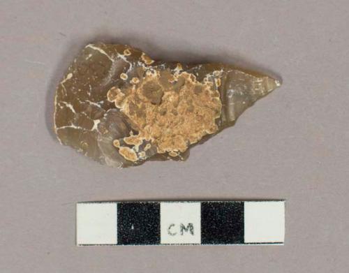 Flint bevel-scaled burin, type B1; biased edge, diffused bulb