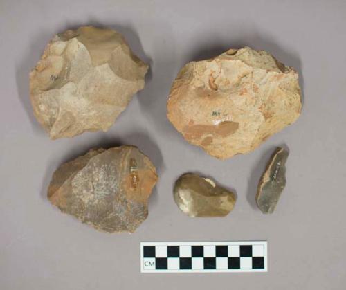 Chipped stone including bifaces, scrapers, and a blade