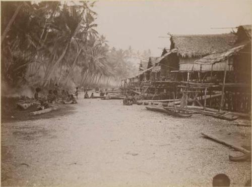 Street with buildings across from jungle