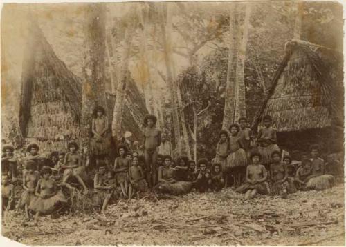 Group in front of buildings