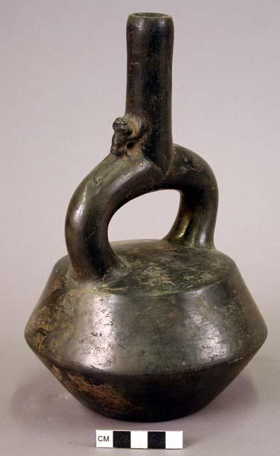 Jar, black ware, stirrup spout