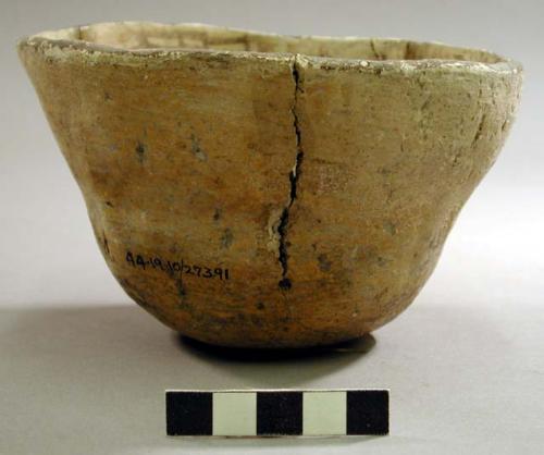 Brown on white pottery deep bowl