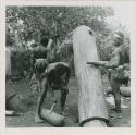 Men and drums at one end of ceremonial grounds