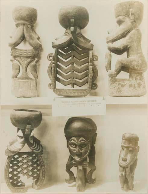 Six carved anthropomorphic figures