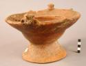 Double-rimmed pottery vessel with base